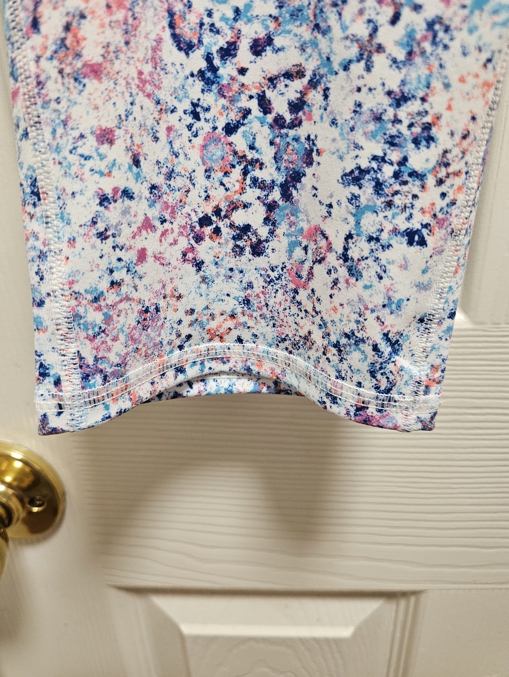 GAP Capri Leggings XL White Heather Multicolor Print Adjustable Waist NWT - Picture 4 of 8